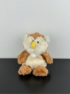 Russ Berrie RARE Luvvies Geoff Owl 5” Brown White Cream Plush Luvvy